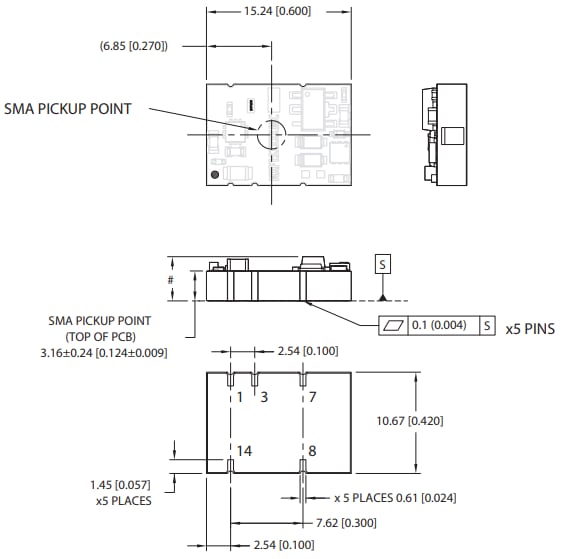 機械製圖 - Murata Power Solutions NXF1隔離式DC-DC轉換器